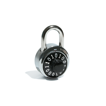 A master lock with ones and zeroes instead of the regular numbers.
